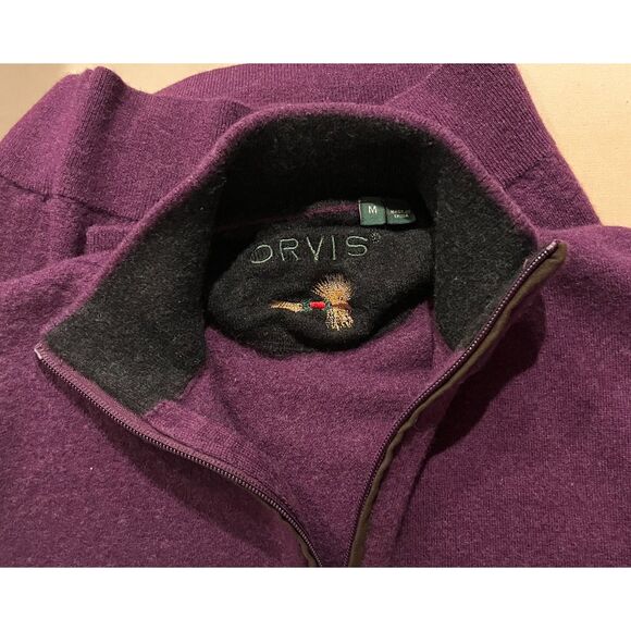 $129 ORVIS 100% Merino Wool Men's Sweater PURPLE Sz M - Picture 8 of 9
